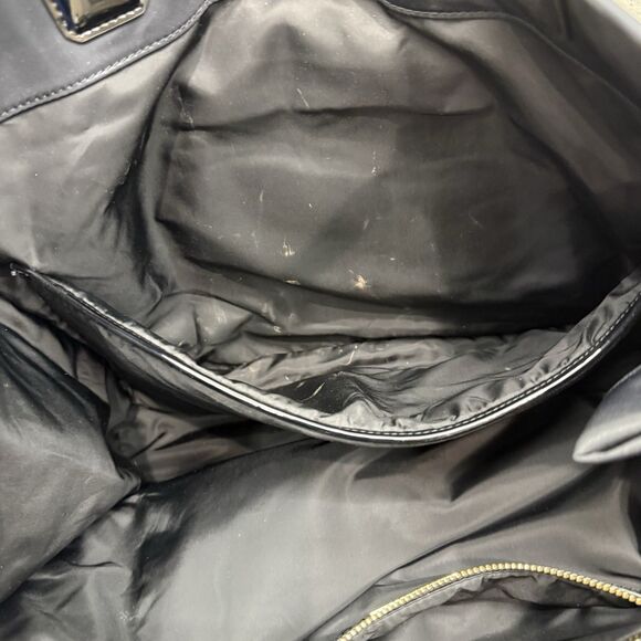 TORY BURCH Large Black Logo Tote Bag w/Patent Leather Trim *flaw - Picture 5 of 5